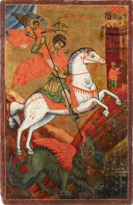 Picture MONUMENTALE DATIERTE IKONE MIT DEM HEILIGEN GEORG DEM DRACHENTÖTER