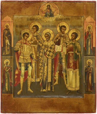 Picture FEINE IKONE MIT DEN FÜNF HEILIGEN MÄRTYRERN EUSTRATIOS, AUXENTIOS, MARDARIOS, EUGENIOS UND ORESTES