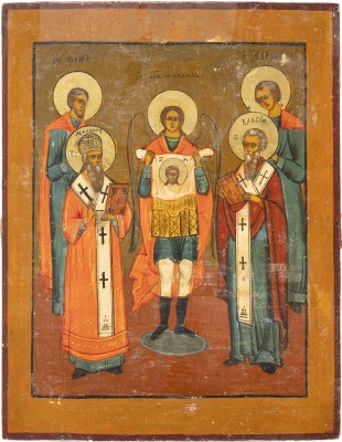 Picture IKONE MIT DEM ERZENGEL MICHAEL FLANKIERT VON DEN TIERPATRONEN FLORUS, LAURUS, MODESTUS UND BLASIUS