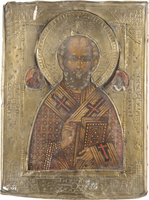 Bild IKONE MIT DEM HEILIGEN NIKOLAUS VON MYRA MIT RIZA