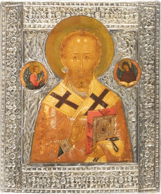 Bild IKONE MIT DEM HEILIGEN NIKOLAUS VON MYRA MIT RIZA