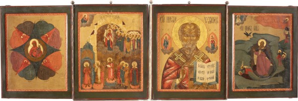 Bild GROSSES TETRAPTYCHON MIT GNADENBILDERN DER GOTTESMUTTER, DEM HEILIGEN NIKOLAUS VON MYRA UND DEM PROPHETEN ELIAS