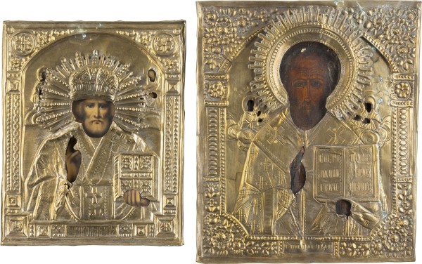 Picture ZWEI IKONEN MIT OKLAD: HEILIGER NIKOLAUS VON MYRA