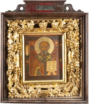 Picture GROSSE IKONE MIT DEM HEILIGEN NIKOLAUS VON MYRA IN EINEM MONUMENTALEN KIOT