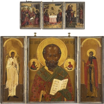 Picture ZWEI TRIPTYCHA MIT DEM HEILIGEN NIKOLAUS VON MYRA, HEILIGEN UND HOCHFESTEN