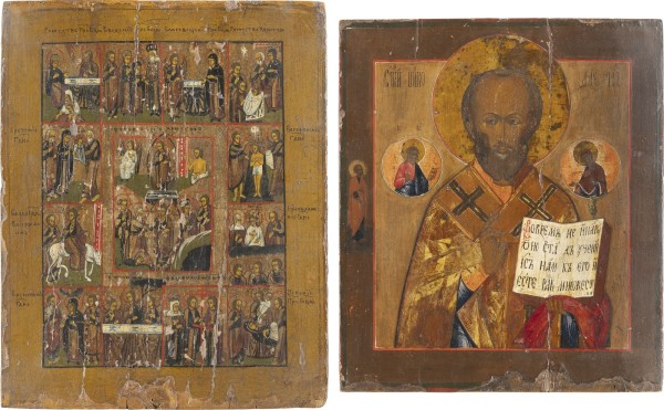 Bild ZWEI IKONEN: HEILIGER NIKOLAUS VON MYRA UND FESTTAGSIKONE