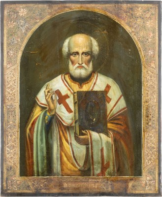 Bild GROSSFORMATIGE IKONE MIT DEM HEILIGEN NIKOLAUS VON MYRA