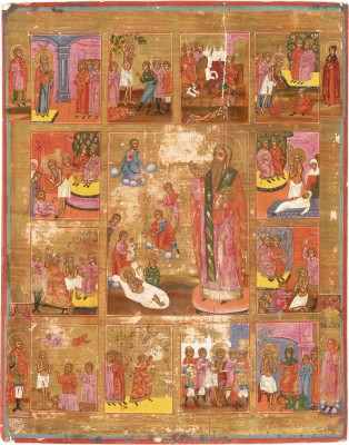 Picture GROSSFORMATIGE VITA-IKONE MIT DEM HEILIGEN CHARALAMPIOS MIT SZENES AUS SEINEM LEBEN UND SEINEM MARTYRIUM