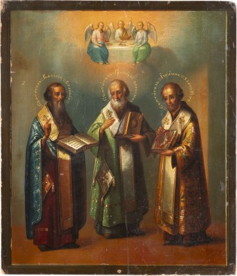 Bild IKONE MIT DEN DREI HIERARCHEN BASILIUS DEM GROSSEN, GREGOR DEM THEOLOGEN UND JOHANNES CHRYSOSTOMUS