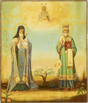 Picture GROSSE IKONE MIT DEN HEILIGEN MITROFAN VON WORONESCH UND ARSENIOS