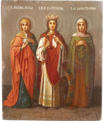 Picture IKONE MIT DEN HEILIGEN MARIA MAGDALENA, KATHARINA UND KAPITOLINA