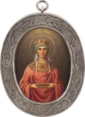 Bild KLEINE IKONE MIT DER HEILIGEN HELENA MIT SILBER-MONTIERUNG