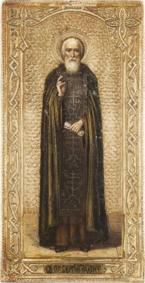 Auction <br>A SMALL ICON SHOWING ST. SERGEY OF RADONEZH