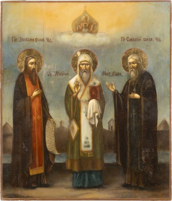 Picture IKONE MIT DREI HEILIGEN, DARUNTER ZOSIMA UND SAWATIJ