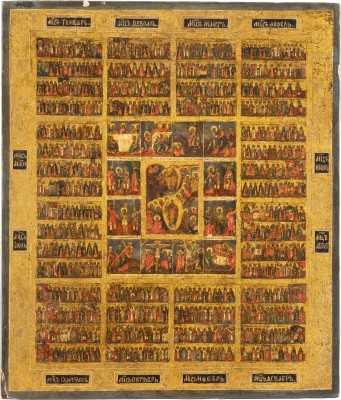 Picture IKONE MIT DER HÖLLENFAHRT UND AUFERSTEHUNG, DER PASSION CHRISTI UND DEN ZWÖLF MONATEN
