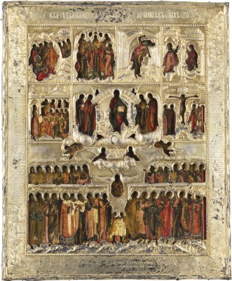 Auction <br>A LARGE AND FINE DATED WEEK ICON WITH A SILVER-GILT RIZA