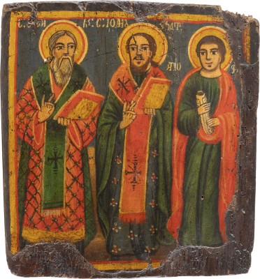 Picture IKONE MIT DREI HEILIGEN, DARUNTER DIE HIERARCHEN BASILIUS DER GROSSE UND JOHANNES CHRYSOSTOMUS