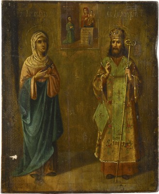 Bild IKONE MIT DEN HEILIGEN ALEXANDRA UND DIMITRIJ VON ROSTOW