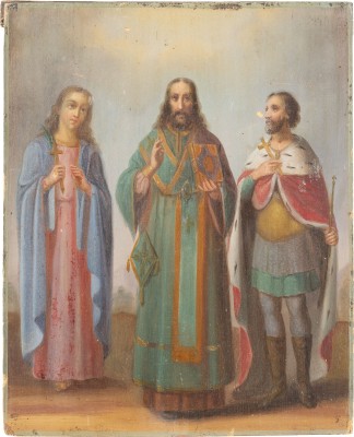 Picture KLEINE IKONE MIT DREI HEILIGEN; DARUNTER ALEXANDER NEWSKI