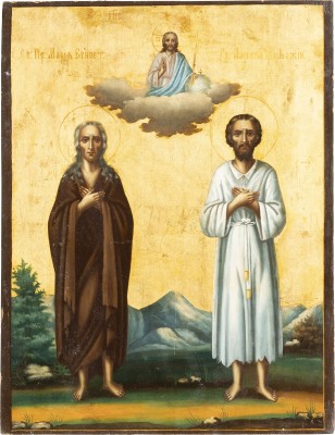 Bild GROSSE IKONE MIT DEN HEILIGEN MARIA VON ÄGYPTEN UND ALEXEJ, MANN GOTTES
