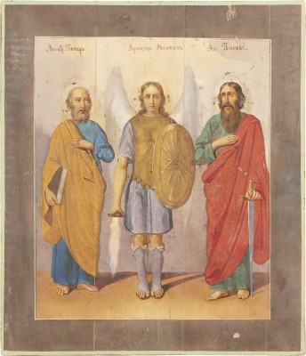 Picture IKONE MIT DEM ERZENGEL MICHAEL FLANKIERT VON DEN APOSTELN PETRUS UND PAULUS