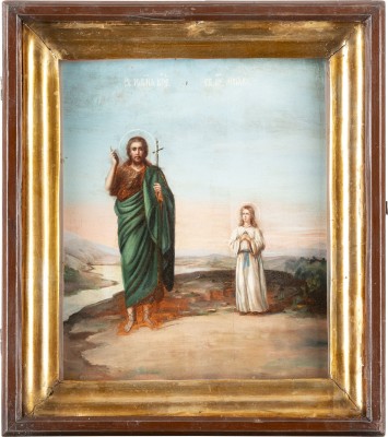 Picture IKONE MIT JOHANNES DEM VORLÄUFER UND DER HEILIGEN LUBOW IM KIOT