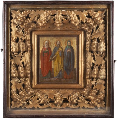 Picture GROSSE IKONE MIT DEM APOSTEL PETRUS FLANKIERT VON ZWEI HEILIGEN IM KIOT