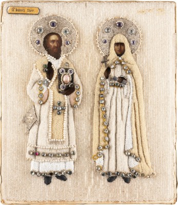 Bild IKONE MIT DEN HEILIGEN JOHANNES CHRYSOSTOMUS UND ANNA