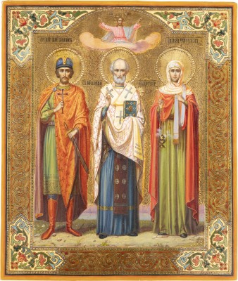 Bild IKONE MIT DEN HEILIGEN BORIS, NIKOLAUS VON MYRA UND TATIANA