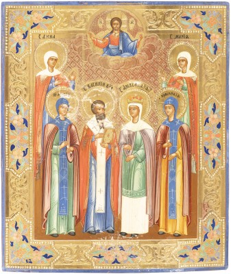 Picture PATRONATSIKONE MIT SECHS HEILIGEN, DARUNTER ALEXANDRA UND MARIA
