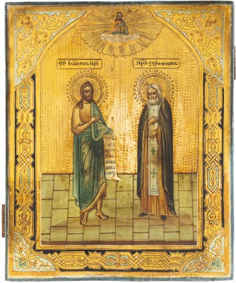 Picture IKONE MIT DEN HEILIGEN JOHANNES DEM VORLÄUFER UND SERAFIM VON SAROW