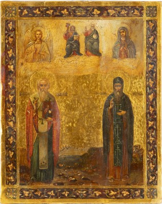Bild KLEINE IKONE MIT DEN HEILIGEN IGNATIUS UND BARLAAM VON KHUTYN