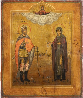 Picture IKONE MIT DEM HEILIGEN ALEXANDER NEWSKI UND EINER NONNE