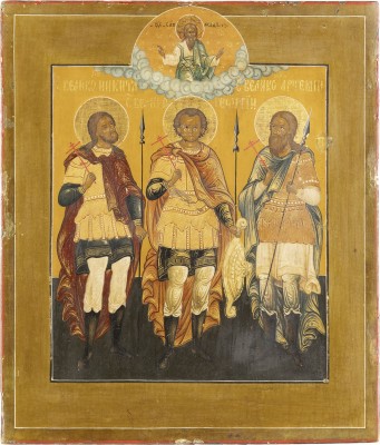 Picture IKONE MIT DEN KRIEGERHEILIGEN NIKITA, GEORG UND ARTEMIJ