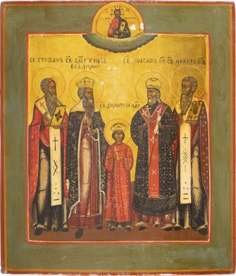 Picture PATRONATSIKONE MIT FÜNF AUSGEWÄHLTEN HEILIGEN, DARUNTER WLADIMIR UND DMITRI VON UGLITSCH