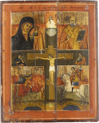 Picture VIERFELDER-IKONE MIT DER GOTTESMUTTER VON KASAN, DEM HEILIGEN NIKOLAUS, DEM ERZENGEL MICHAEL UND DEM HEILIGEN GEORG