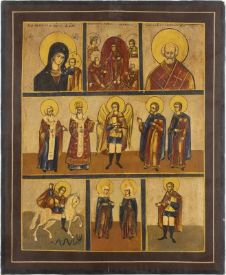 Picture MEHRFELDER-IKONE MIT DER HADESFAHRT CHRISTI, DER GOTTESMUTTER VON KASAN UND AUSGEWÄHLTEN HEILIGEN