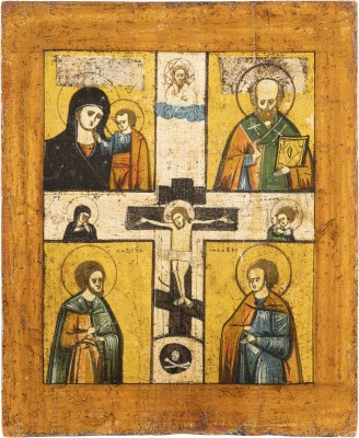 Picture VIERFELDER-IKONE MIT DER GOTTESMUTTER VON KASAN UND AUSGEWÄHLTEN HEILIGEN