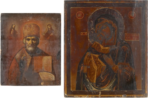 Picture ZWEI IKONEN: HEILIGER NIKOLAUS VON MYRA UND GOTTESMUTTER VON WLADIMIR (WLADIMIRSKAJA)