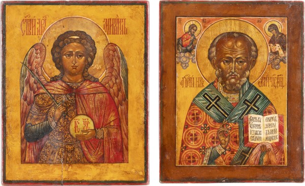 Picture ZWEI KLEINE IKONEN MIT DEM ERZENGEL MICHAEL UND DEM HEILIGEN NIKOLAUS VON MYRA