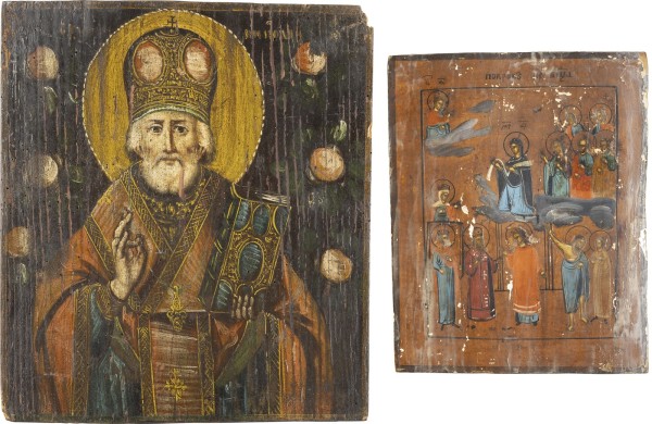 Picture ZWEI IKONEN: GOTTESMUTTER POKROW UND HEILIGER NIKOLAUS VON MYRA