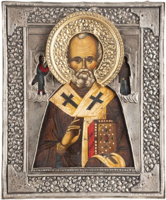 Picture IKONE MIT DEM HEILIGEN NIKOLAUS VON MYRA MIT RIZA