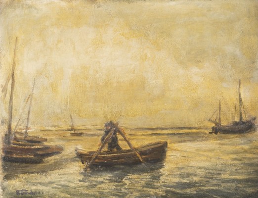 Auktion <br>AM WATTENMEER (BLUMENSTILLLEBEN AUF DER RÜCKSEITE)