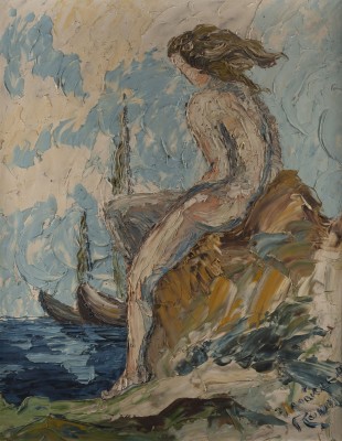 Auction <br>PAAR GEMÄLDE ('WEIBLICHER AKT AM MEER' / 'MARIA MIT DEM KINDE')