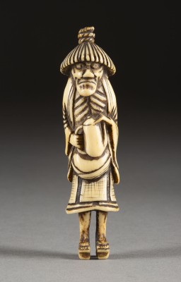 Bild EIN GESCHNITZTES NETSUKE VOM ABURA BOZU AUS HIRSCHHORN