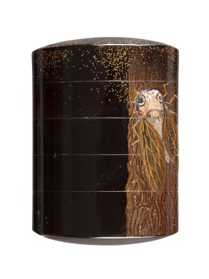 Auction <br>YAMADA JOKASAI ZUGESCHRIEBEN, EIN SCHWARZLACKIERTES UND EINGELEGTES FÜNFTEILIGES INRO