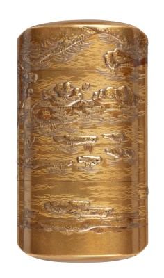 Auktion <br>KIYOGAWA MORIMITSU, EIN GOLDLACKIERTES SECHSTEILIGES INRO