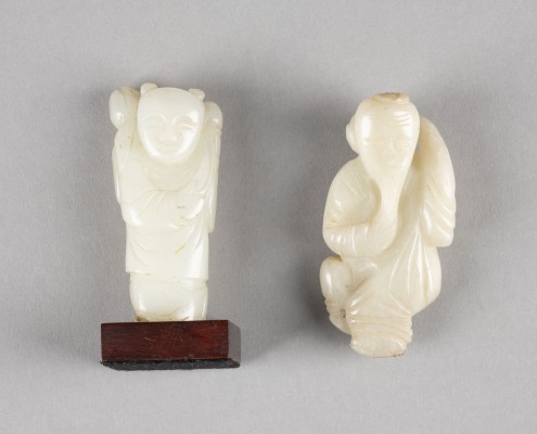 Picture ZWEI GESCHNITZTE FIGUREN AUS HELLGRÜNER JADE