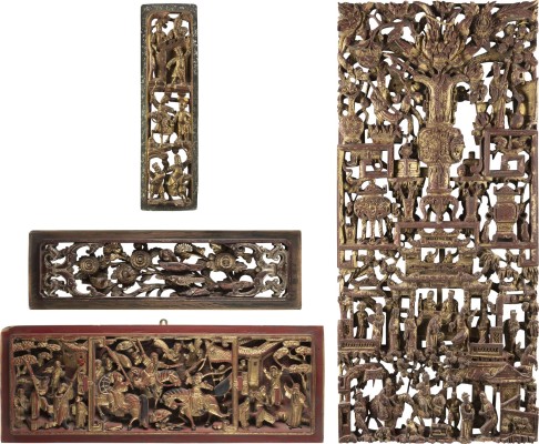 Bild VIER GOLDLACKIERTE HOLZRELIEFS
