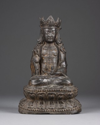 Picture EINE SITZENDE FIGUR VON GUANYIN AUS BRONZE
